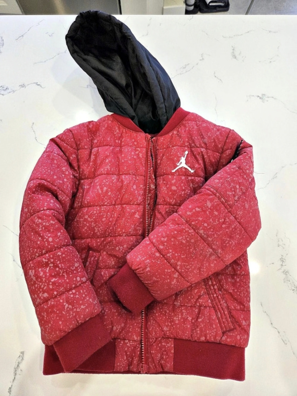 Jordan Boys Medium Red & Black Puffer Jacket